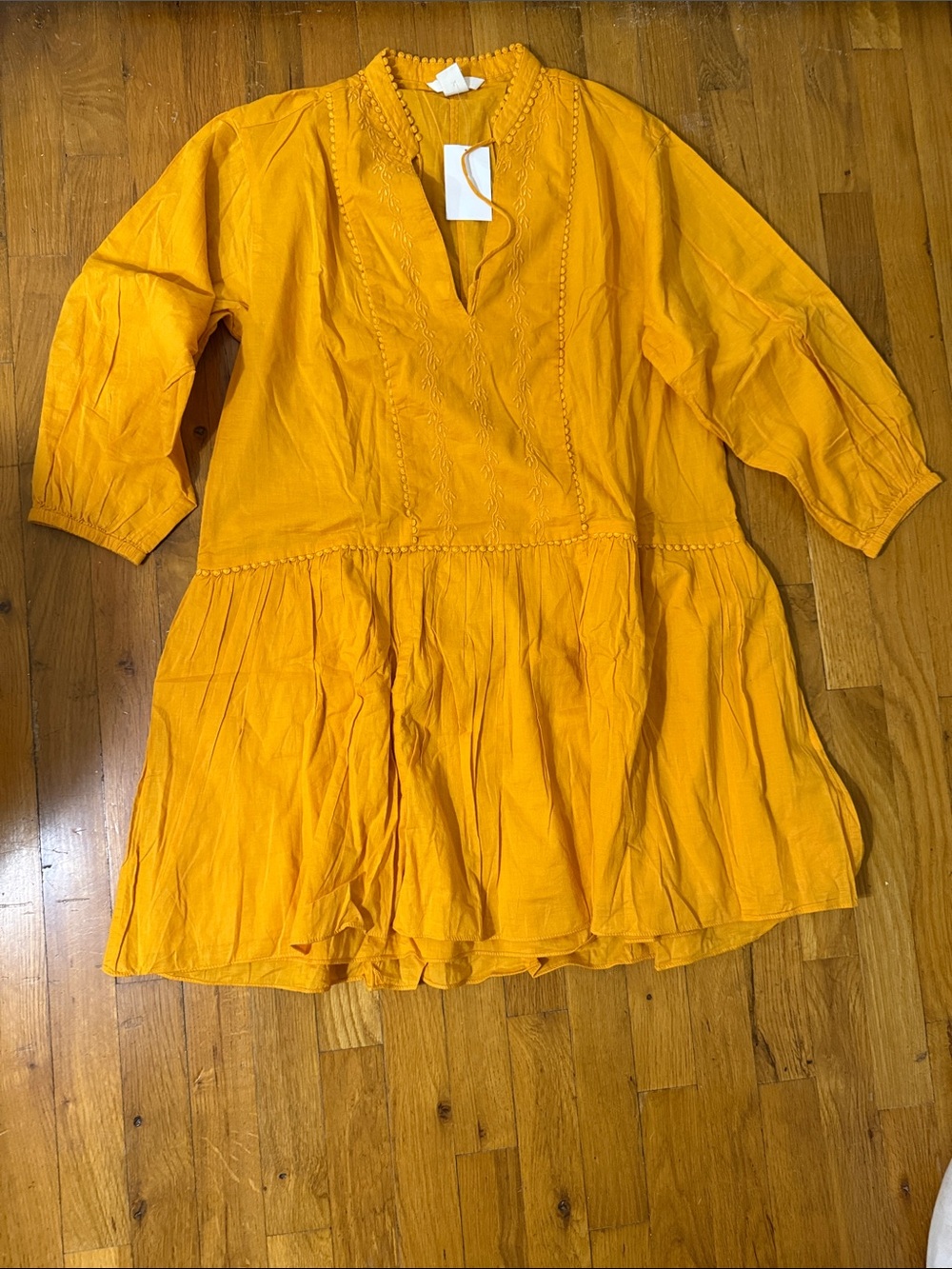 NWT Women’s Mustard Yellow Tiered Tunic Cotton Dress